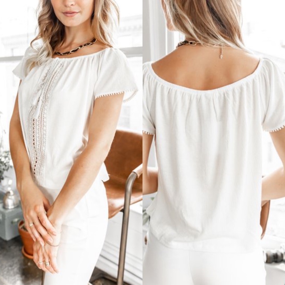 Verona Tassel Blouse-NWT OFF WHITE